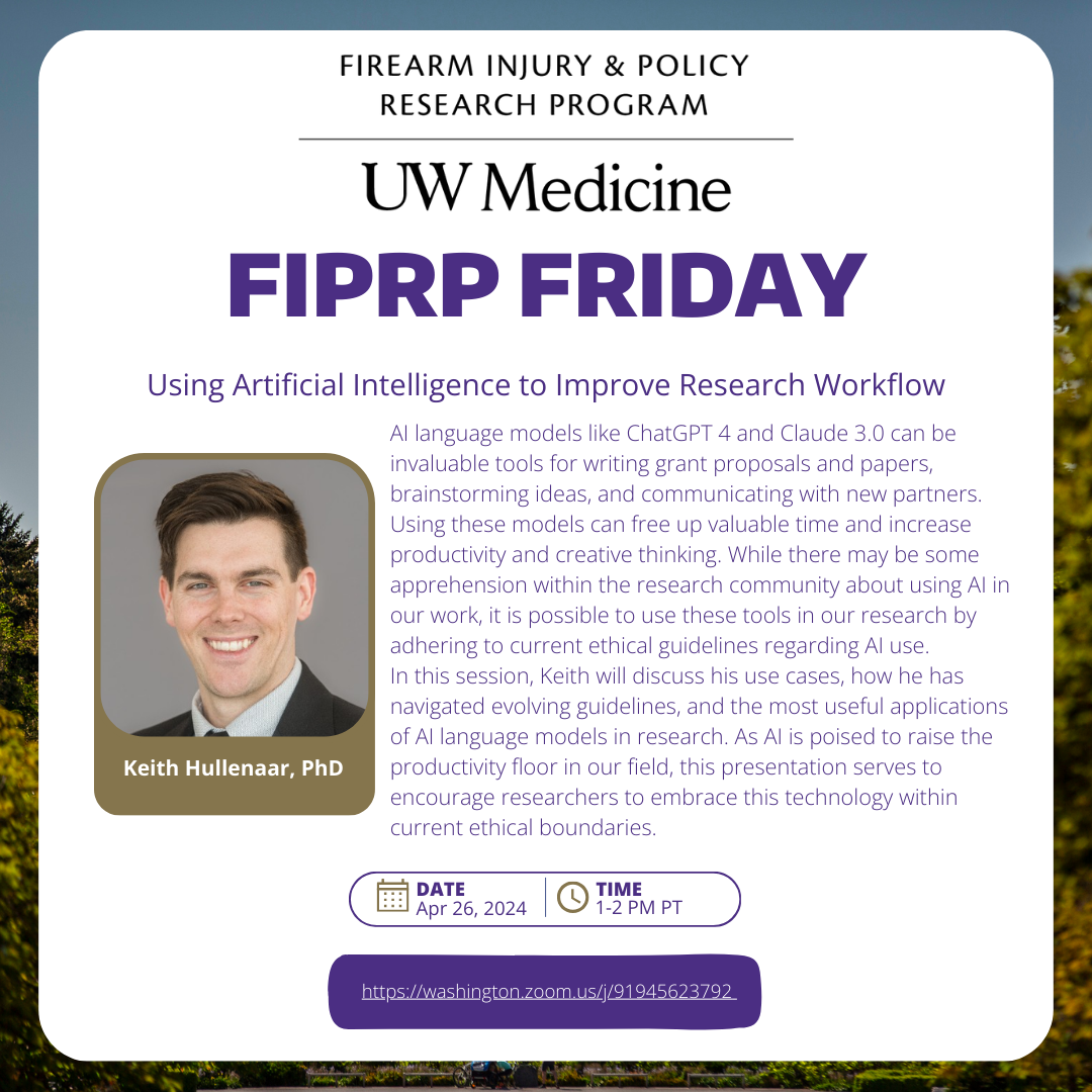 Flyer for April FIPRP Friday